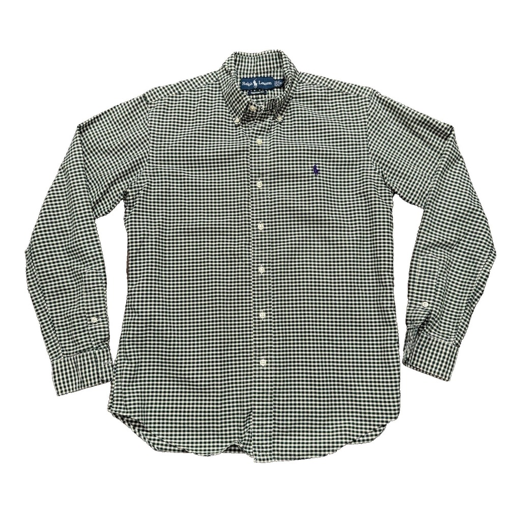 Polo Ralph Lauren Custom Fit Green White Check Long Sleeve Button Shirt Men S